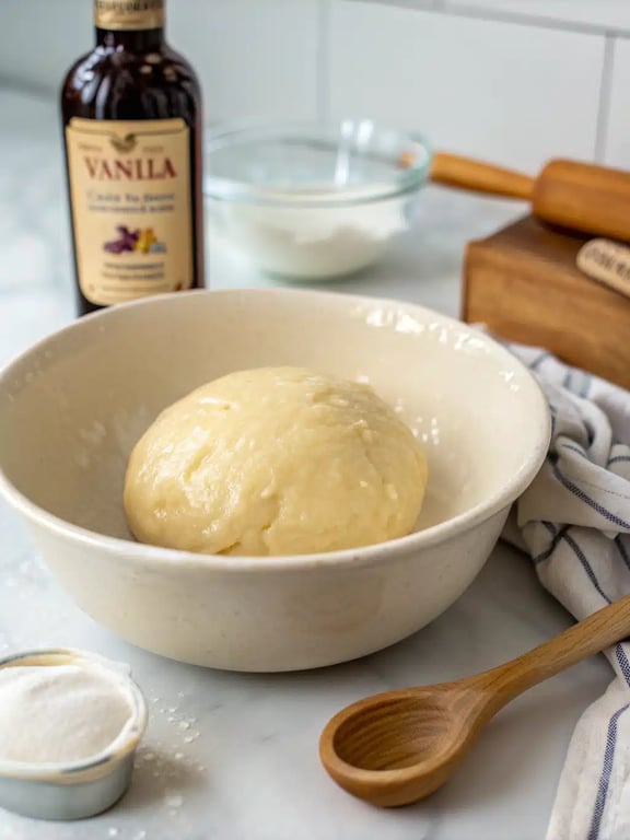 Piped air fryer churros dough strips on parchment paper before freezing.