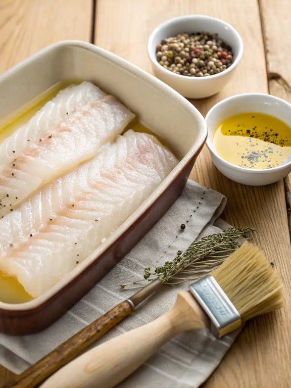 Step 2 for air fryer cod — process in progress