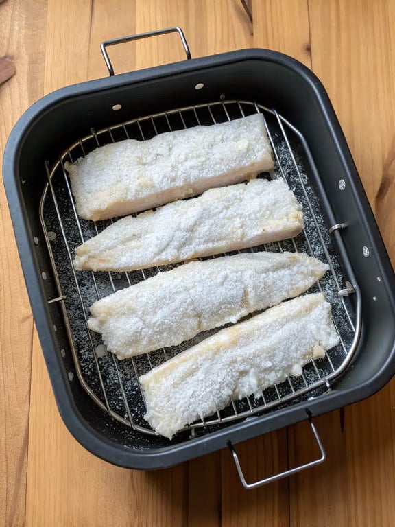 Final step for air fryer cod — plated and ready