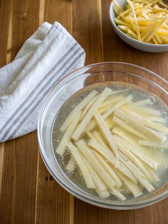 Step 2 for air fryer french fries — process in progress