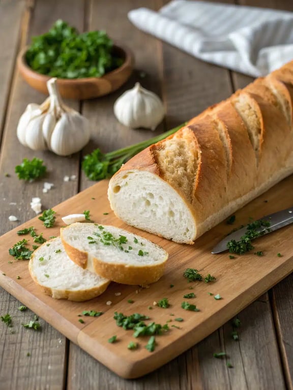 Step 2 for air fryer garlic bread — process in progress