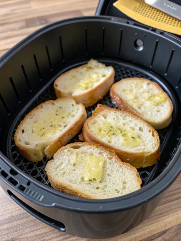 Final step for air fryer garlic bread — plated and ready
