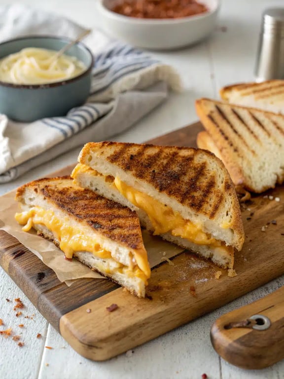 Croque-monsieur cuit à la friteuse à air chaud avec un cheddar au goût prononcé