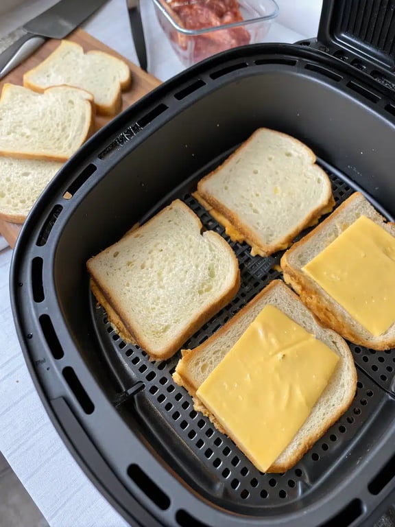 Final step for air fryer grilled cheese — plated and ready