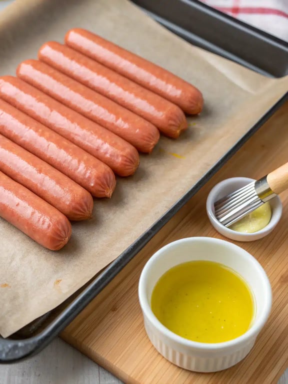 Step 2 for air fryer hot dogs — process in progress