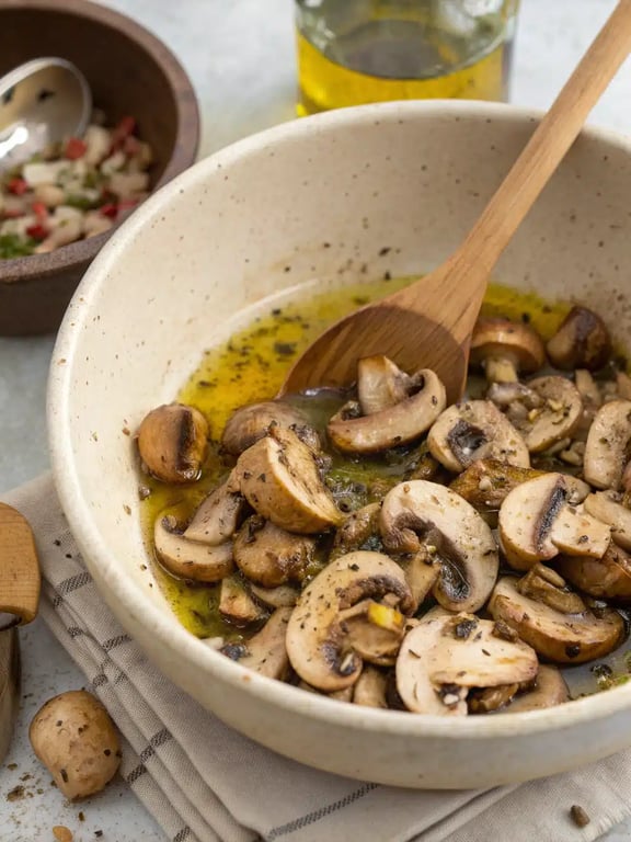 Step 4 for air fryer mushrooms — texture check