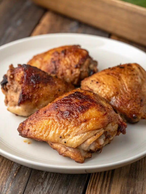 A beautifully plated air fryer recipes meal with chicken, roasted potatoes, and vegetables