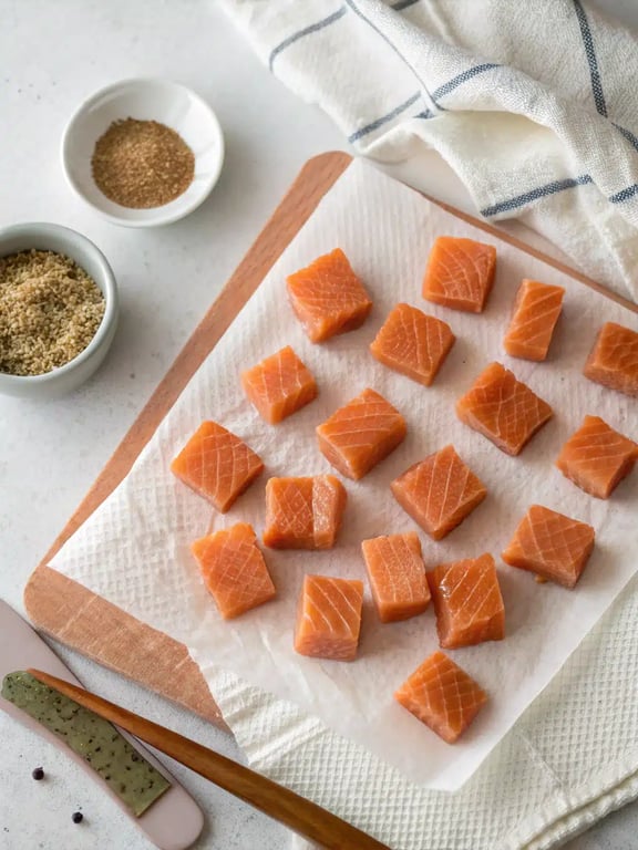 Step 2 for air fryer salmon bites — whisking the marinade in a bowl