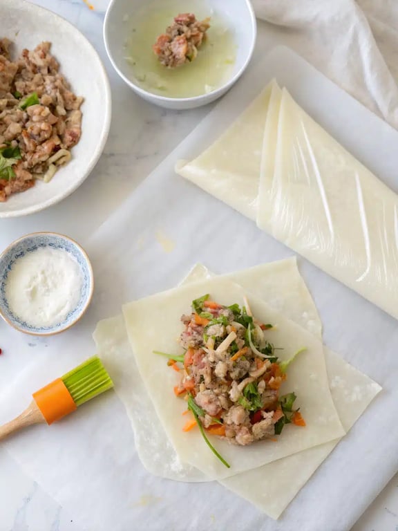 Step 4 for air fryer spring rolls — texture check