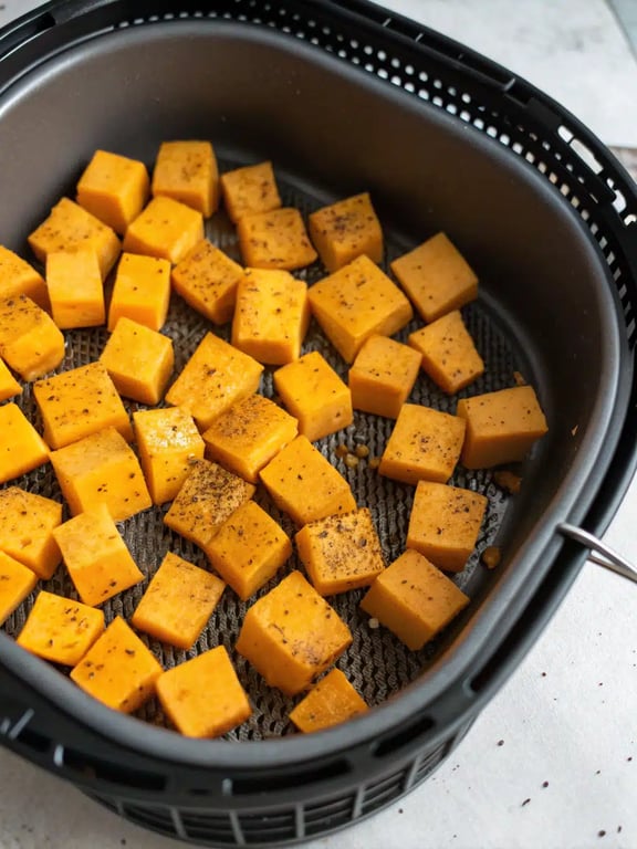 Final step for air fryer squash — plated and ready