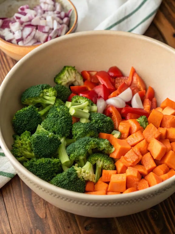 Step 2 for air fryer vegetable recipes — process in progress