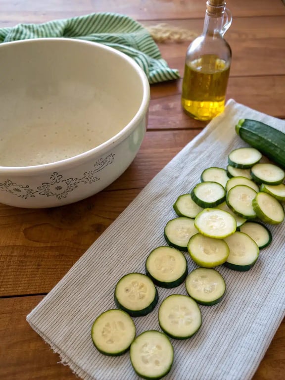 Step 2 for air fryer zucchini — process in progress