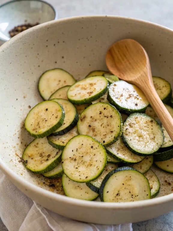 Step 4 for air fryer zucchini — texture check