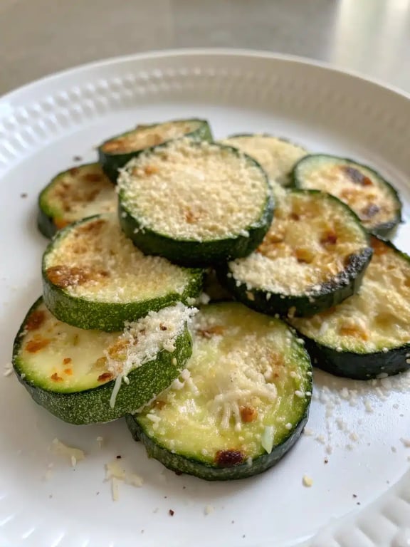 air fryer zucchini served alongside grilled chicken and pasta