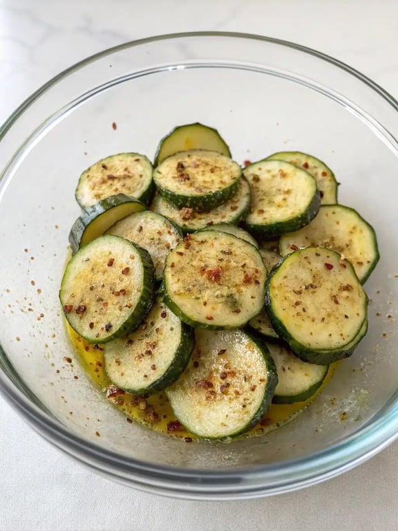 Step 4 for air fryer zucchini — texture check