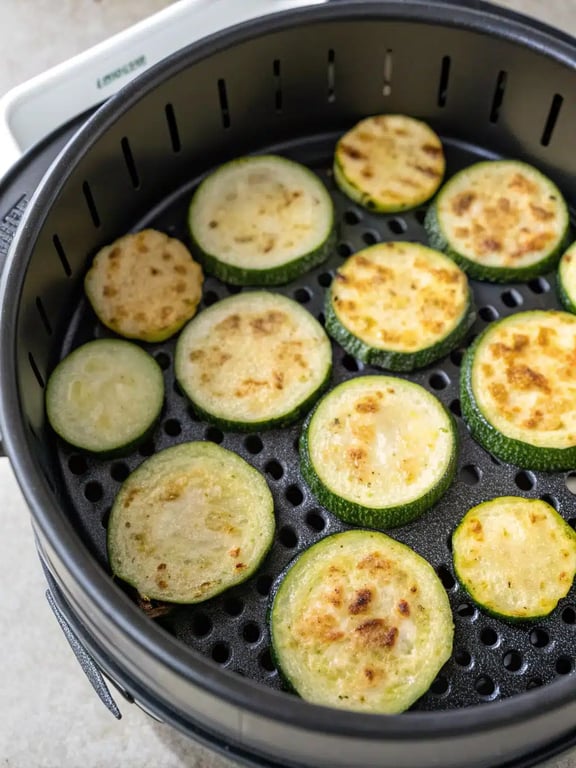 Final step for air fryer zucchini — plated and ready