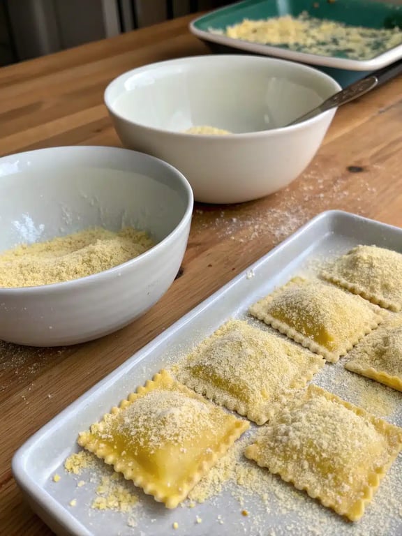 Step 4 for toasted ravioli recipe — texture check
