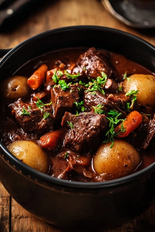 Slow Cooker Beef Bourguignon: 16 Ingredients