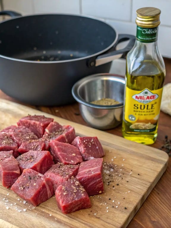 Step 2 for beef manhattan recipe — process in progress