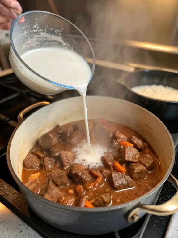 Final step for beef manhattan recipe — plated and ready