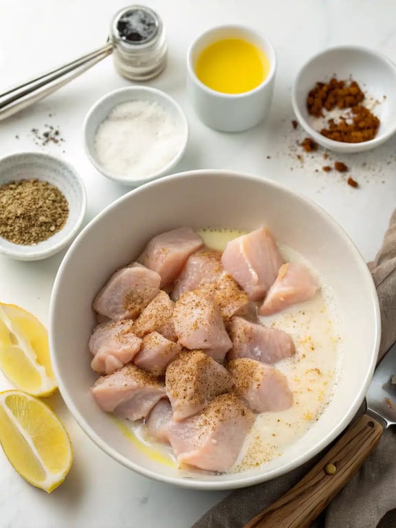 Step 2 for butter chicken recipe — process in progress