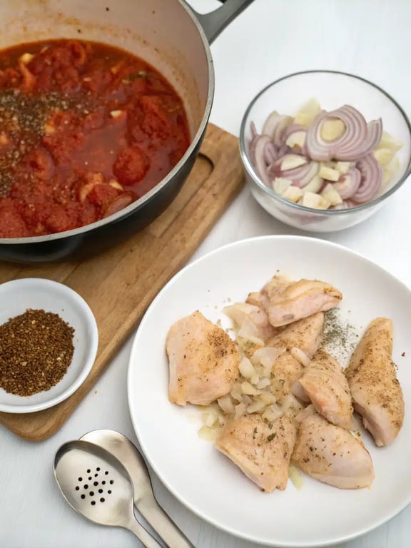 Step 4 for butter chicken recipe — texture check