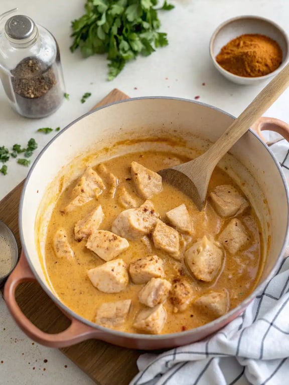 Final step for butter chicken recipe — plated and ready