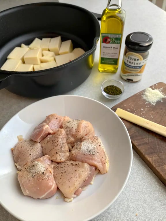 Step 2 for chicken and dumplings — sautéing onions, carrots, and celery in the pot