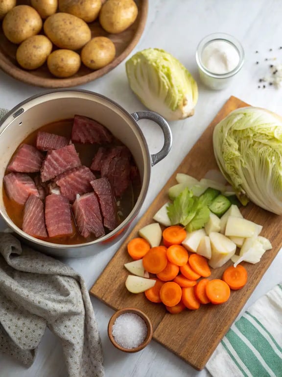 Step 4 for corned beef cabbage — texture check