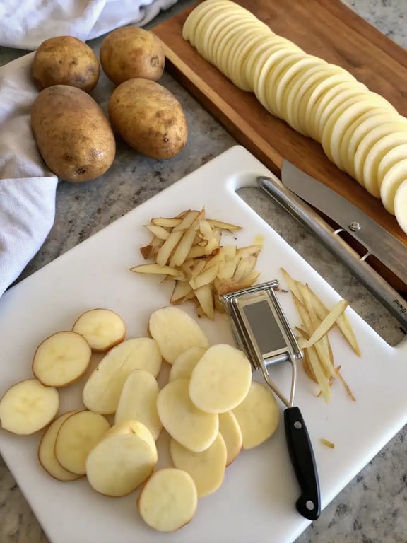 Step 2 for cowboy potato casserole — process in progress