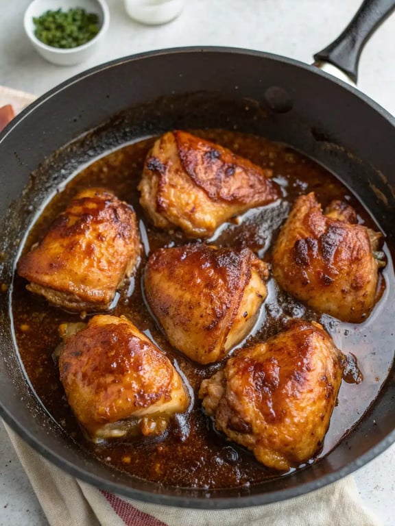 Final step for honey garlic chicken — plated and ready