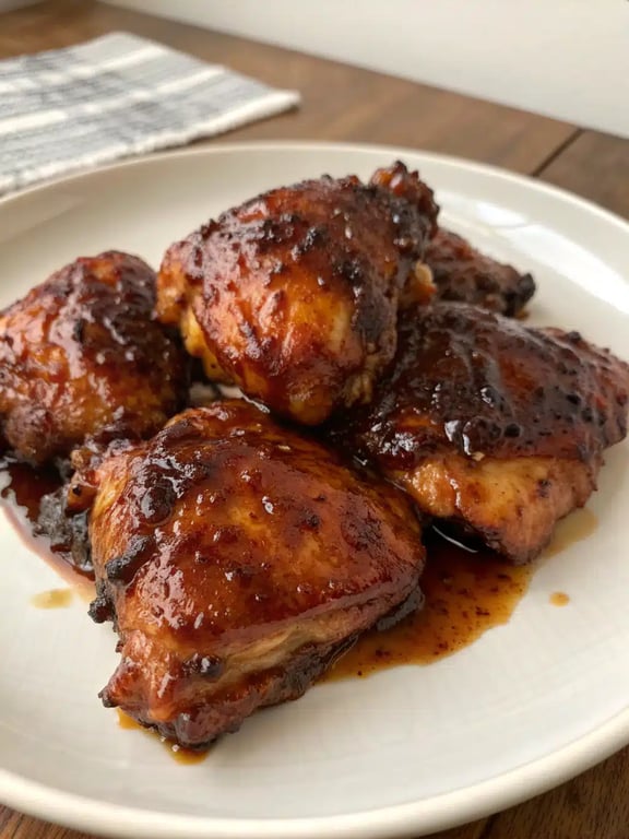 honey garlic chicken plated with rice and steamed broccoli
