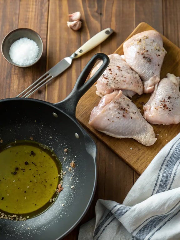 Step 2 for slow cooker chicken orzo — process in progress