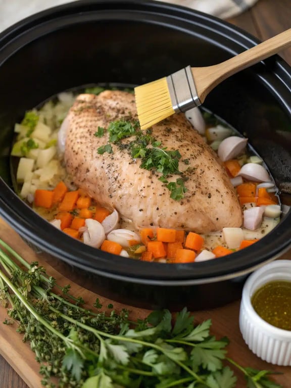 Step 4 for slow cooker turkey breast — texture check