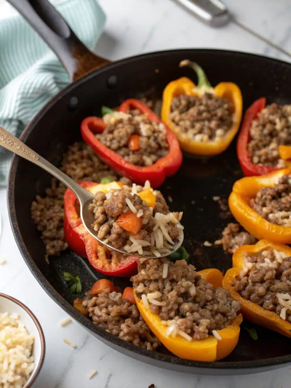 Step 4 for stuffed bell peppers — texture check