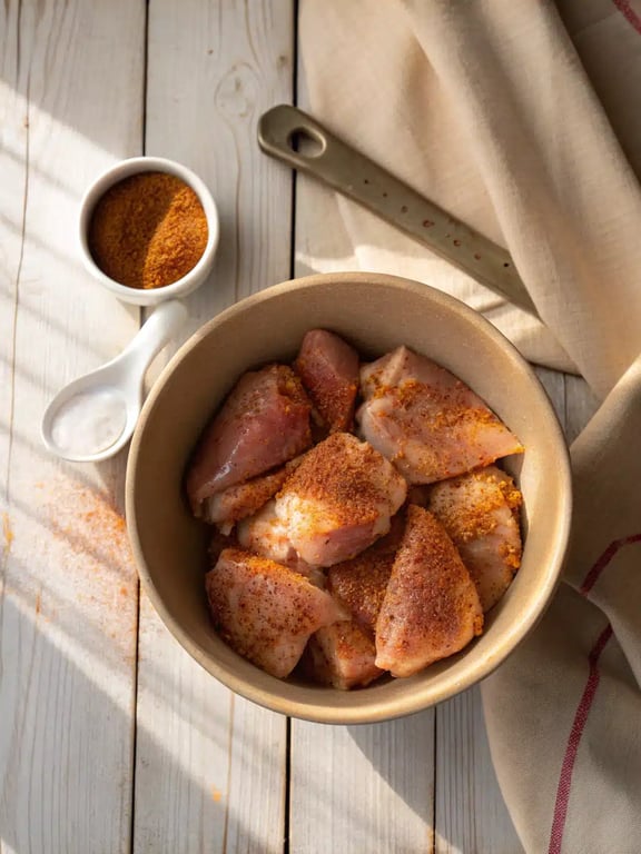 Steg 2 för Cajun-kycklingris — process pågår