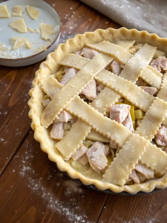 Final step for chicken pot pie — plated and ready