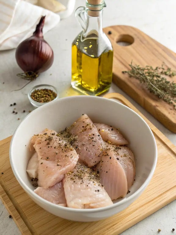 Steg 2 för kyckling-risgryta — processen pågår