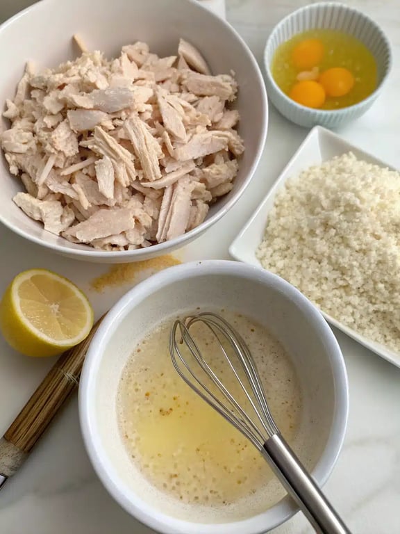 Step 4 for Greek lemon chicken soup — texture check