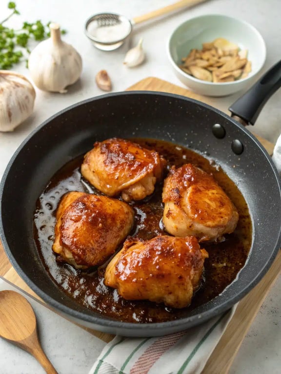 Final step for honey garlic chicken — plated and ready