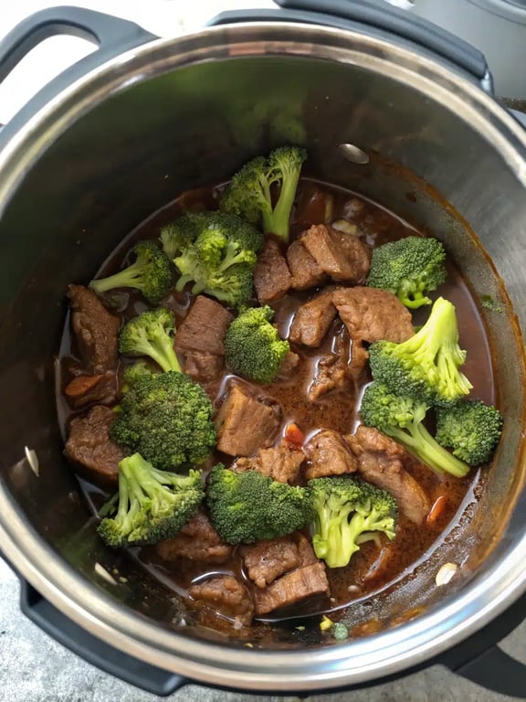 Final step for instant pot beef broccoli — plated and ready