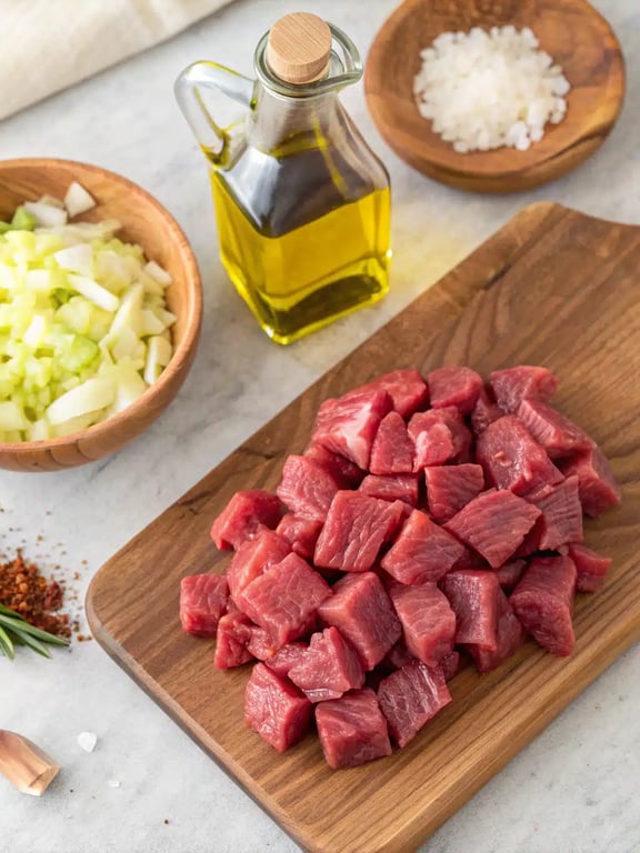 Step 2 for instant pot beef tips — process in progress