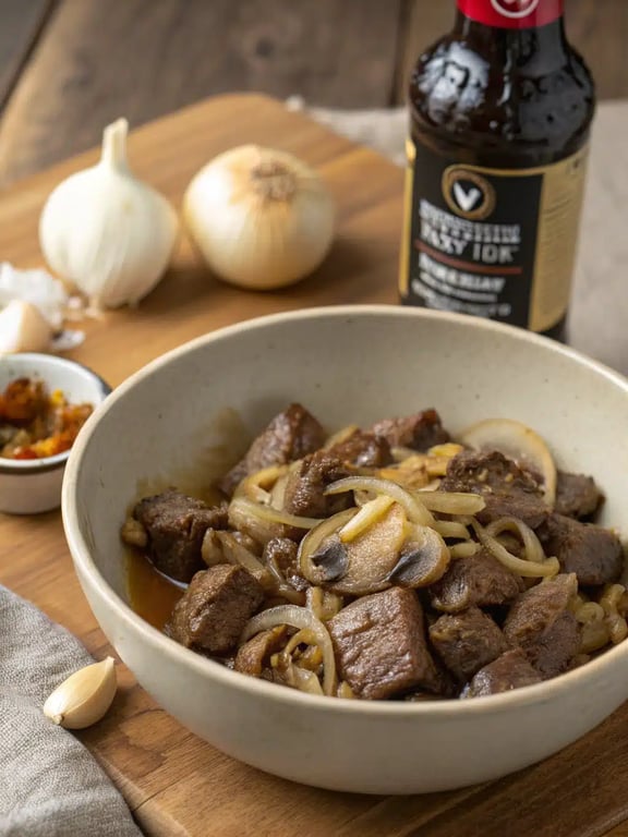 Step 4 for instant pot beef tips — texture check