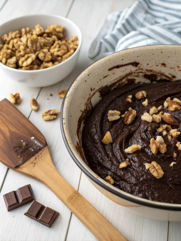 Sprinkling the brown sugar and cocoa topping over the instant pot brownie pudding batter.
