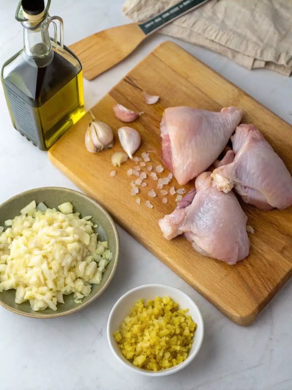 Step 2 for instant pot chicken rice — process in progress