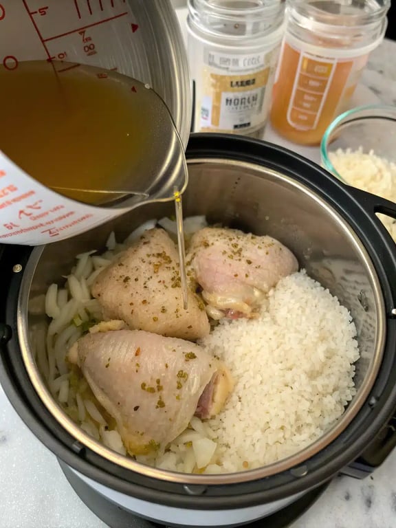 Step 4 for instant pot chicken rice — texture check
