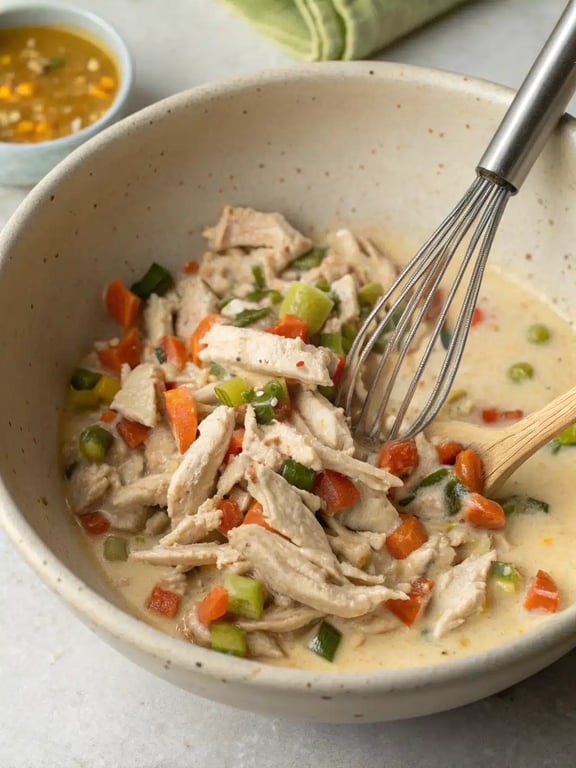 Step 4 for mini chicken pot pies — texture check