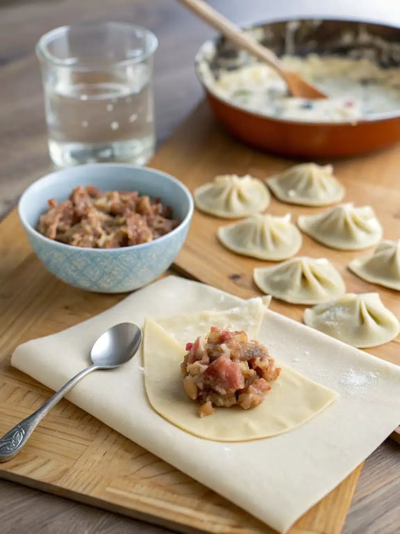 Step 4 for potsticker soup recipe — texture check