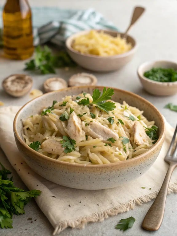 Orzo crémeux au poulet, une recette géniale pour un repas de semaine facile et savoureux