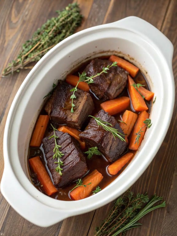 Final step for crockpot beef short ribs — plated and ready